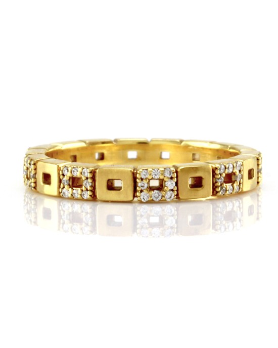 Norman Covan Diamond Open Squares Eternity Gold Band
